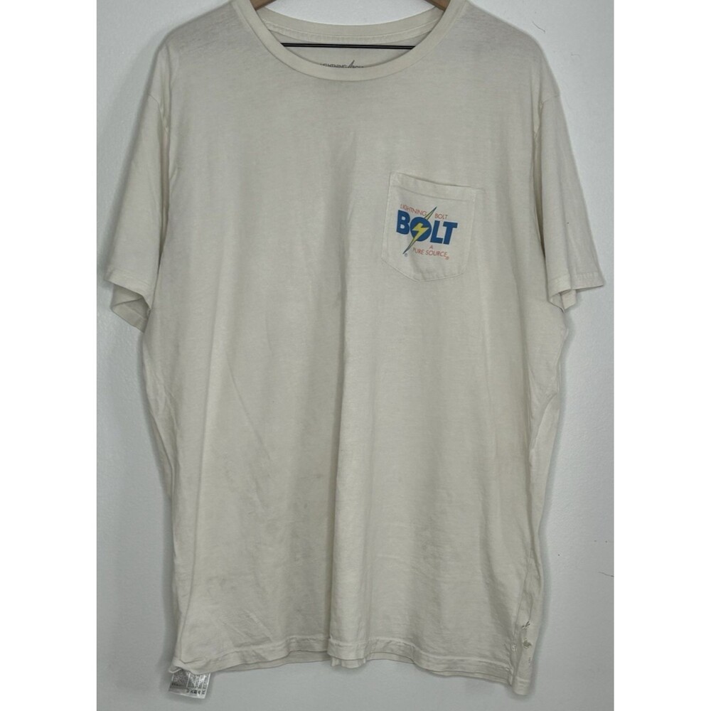 Lightning Bolt A Pure Source Graphic Pocket T-Shirt 2XL Thrashed Distress White